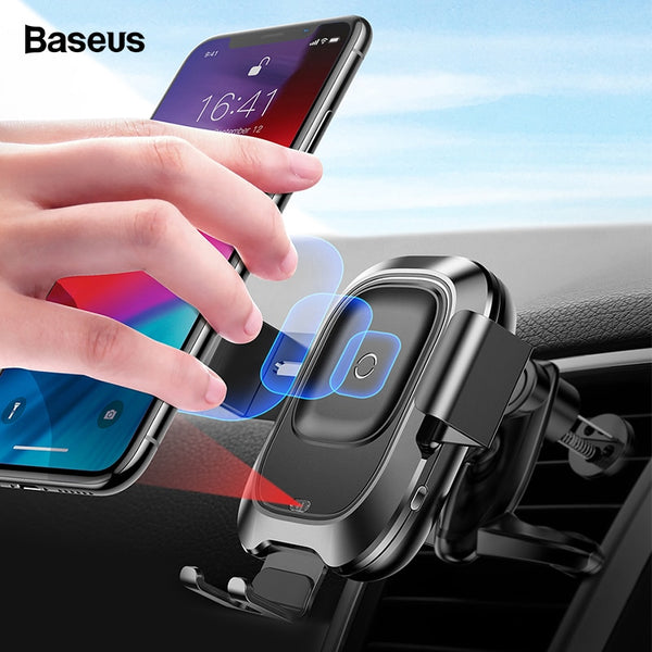Baseus Qi Car Wireless Charger For iPhone Xs Max Xr X Samsung S10 S9 Intelligent Infrared Fast Wirless Charging Car Phone Holder