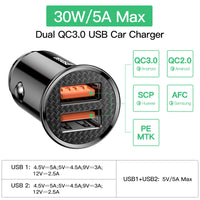 Baseus Quick Charge 4.0 3.0 USB Car Charger For Xiaomi mi 9 Huawei P30 Pro QC4.0 QC3.0 QC 5A Fast PD Car Charging Phone Charger