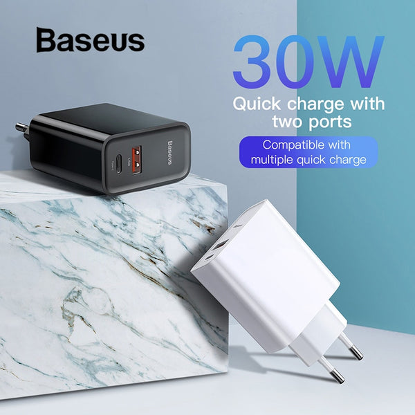 Baseus Quick Charge 4.0 3.0 USB Charger 5A for Huawei 30W QC 4.0 3.0 Quick Charger PD 3.0 Fast Charger for iPhone