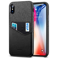 ESR Case for iPhone X XS XR XS Max Cover High Grade Leather with Soft Fabric Thin Light Card Slot Shockproof Case for iPhone X