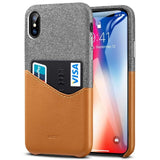 ESR Case for iPhone X XS XR XS Max Cover High Grade Leather with Soft Fabric Thin Light Card Slot Shockproof Case for iPhone X