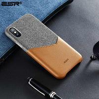 ESR Case for iPhone X XS XR XS Max Cover High Grade Leather with Soft Fabric Thin Light Card Slot Shockproof Case for iPhone X