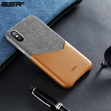 ESR Case for iPhone X XS XR XS Max Cover High Grade Leather with Soft Fabric Thin Light Card Slot Shockproof Case for iPhone X