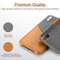 ESR Case for iPhone X XS XR XS Max Cover High Grade Leather with Soft Fabric Thin Light Card Slot Shockproof Case for iPhone X