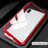 GETIHU Metal Magnetic Case for iPhone XR XS MAX X 8 Plus 7 +Tempered Glass Back Magnet Cases Cover for iPhone 7 6 6S Plus Case