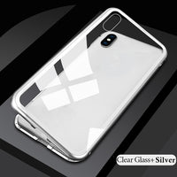 GETIHU Metal Magnetic Case for iPhone XR XS MAX X 8 Plus 7 +Tempered Glass Back Magnet Cases Cover for iPhone 7 6 6S Plus Case