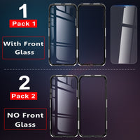 GETIHU Metal Magnetic Case for iPhone XR XS MAX X 8 Plus 7 +Tempered Glass Back Magnet Cases Cover for iPhone 7 6 6S Plus Case