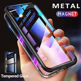 GETIHU Metal Magnetic Case for iPhone XR XS MAX X 8 Plus 7 +Tempered Glass Back Magnet Cases Cover for iPhone 7 6 6S Plus Case