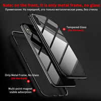 GETIHU Metal Magnetic Case for iPhone XR XS MAX X 8 Plus 7 +Tempered Glass Back Magnet Cases Cover for iPhone 7 6 6S Plus Case
