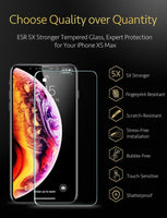 Screen Protector for iPhone X XS XR XS Max ESR [3Pack] 5X Stronger Tempered Glass Protector free Applicator for iPhone XR XS Max