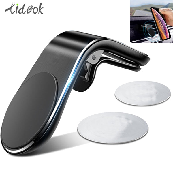Tideok Magnetic Car Phone Holder L Shape Air Vent Mount Stand in Car GPS Mobile Phone Holder For iPhone X Samsung S9 Xiaomi